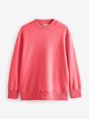 Coral Pink Essentials Longline Relaxed Fit Cotton Sweatshirt - Image 5 of 6