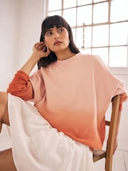 Orange - Weiches, langes, schweres Sweatshirt mit Farbverlauf und Dip-Dye-Effekt in Übergröße - Bild 1 von 7