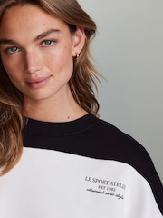 Black White Relaxed Fit Heavyweight Graphic Paris Slogan Stripe Sweatshirt - Image 4 of 6
