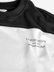 Black White Relaxed Fit Heavyweight Graphic Paris Slogan Stripe Sweatshirt - Image 6 of 6