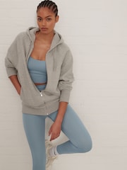 Grey Active Soft Touch Longline Zip Up Hoodie - Image 1 of 7