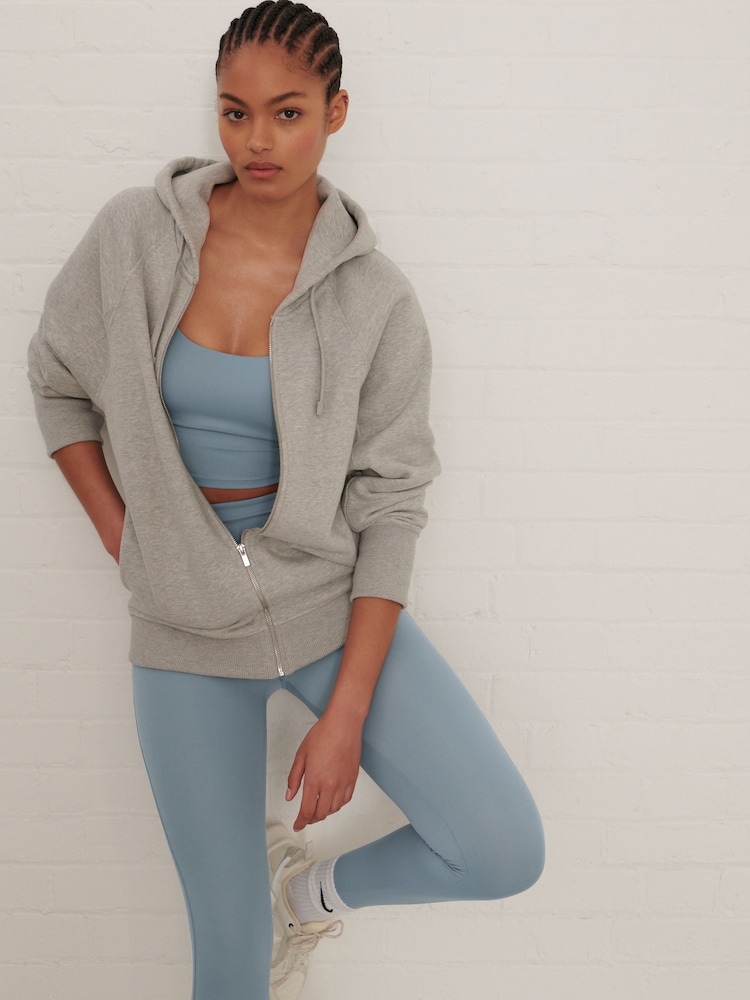 Grey Active Soft Touch Longline Zip Up Hoodie - Image 1 of 7