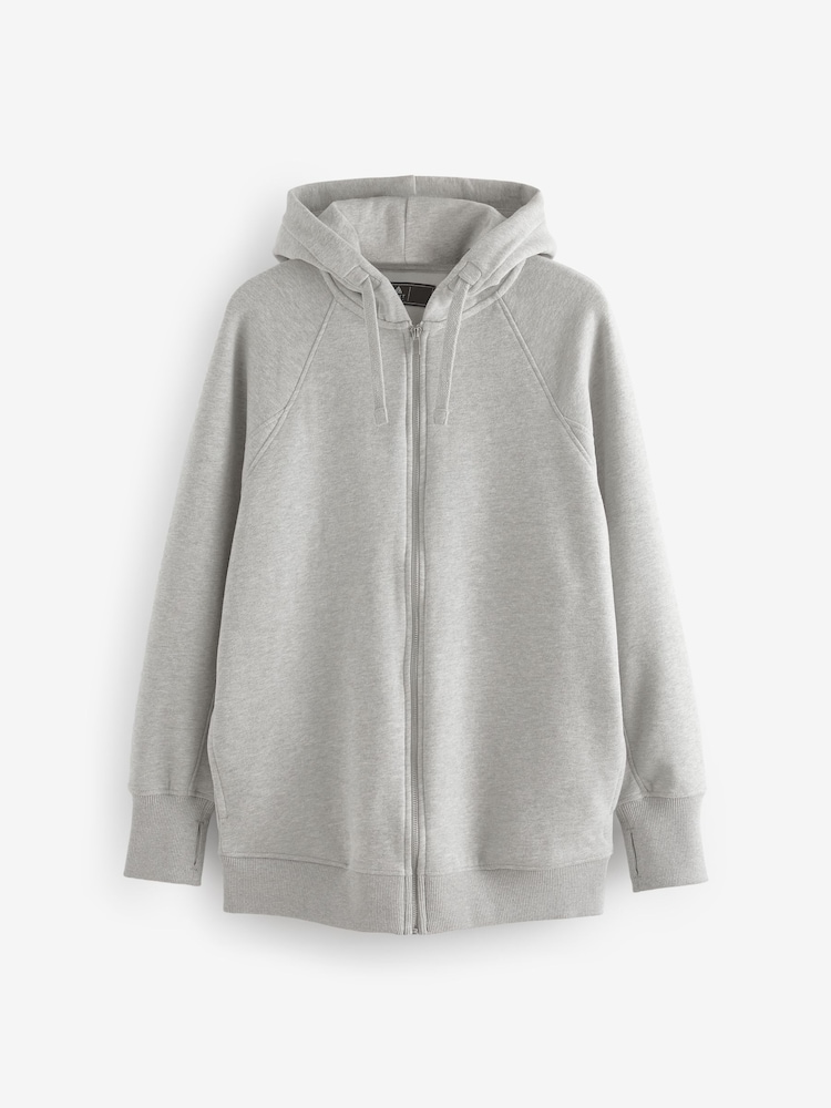 Grey Active Soft Touch Longline Zip Up Hoodie - Image 7 of 7