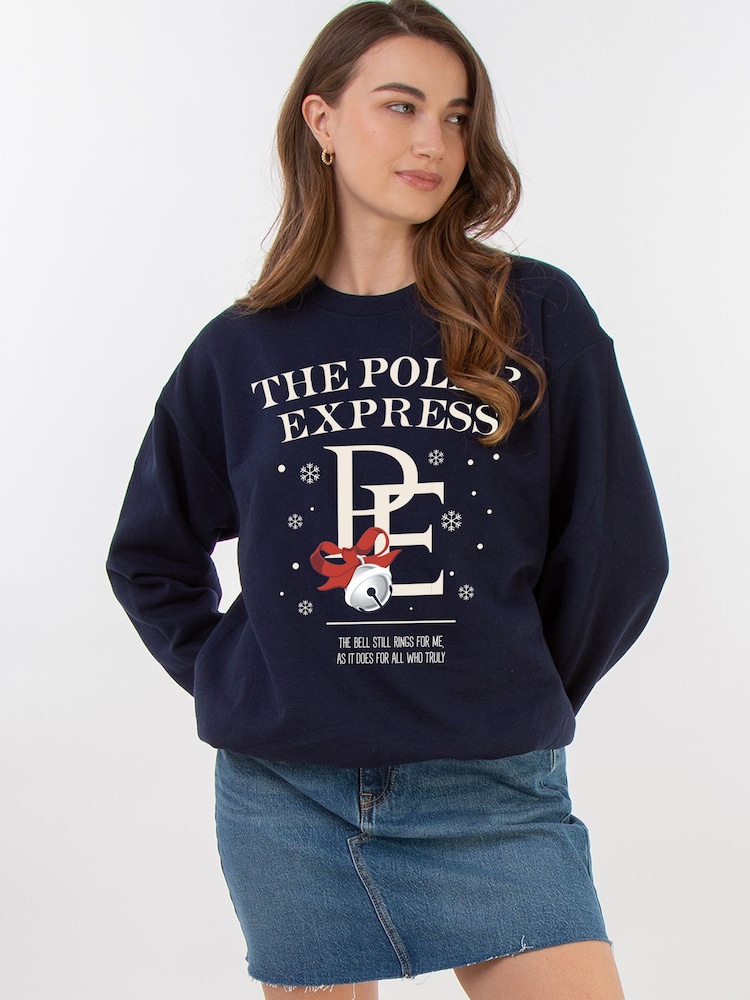 Brands In Blue Polar Express Bell Still Ring Christmas Sweat Top - Image 1 of 5