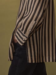 Brown Ramie Blend Long Sleeve Shirt - Image 4 of 6