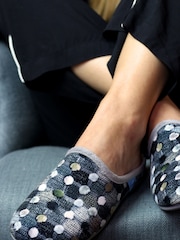 Lunar Grey Crackle Spotty Mule Slippers - Image 1 of 4