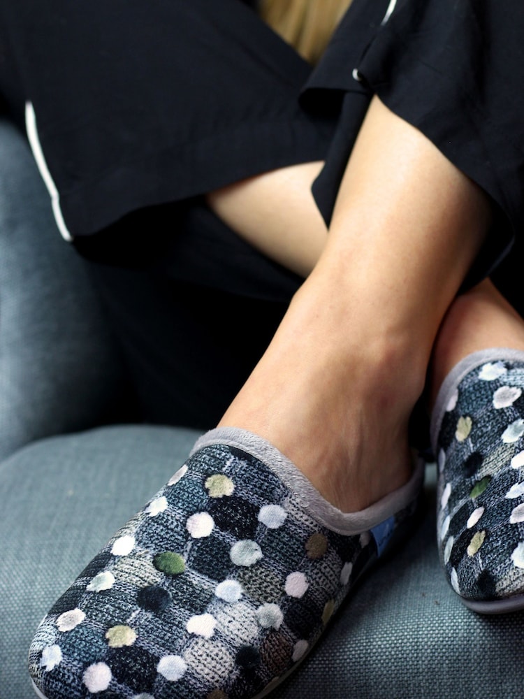 Lunar Grey Crackle Spotty Mule Slippers - Image 1 of 4