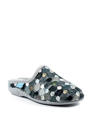 Lunar Grey Crackle Spotty Mule Slippers - Image 2 of 4