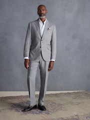 Light Grey Slim Fit Signature Leomaster 100% Linen Suit: Trousers - Image 2 of 11