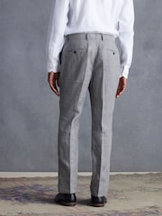 Light Grey Slim Fit Signature Leomaster 100% Linen Suit: Trousers - Image 5 of 11