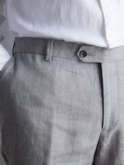 Light Grey Slim Fit Signature Leomaster 100% Linen Suit: Trousers - Image 6 of 11