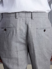Light Grey Slim Fit Signature Leomaster 100% Linen Suit: Trousers - Image 7 of 11