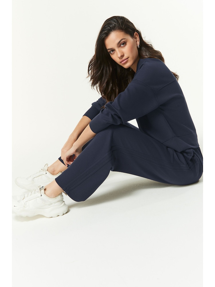 Navy Blue Slinky Soft Touch Wide Leg Smart Track Trousers - Image 2 of 7