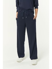 Navy Blue Slinky Soft Touch Wide Leg Smart Track Trousers - Image 3 of 7
