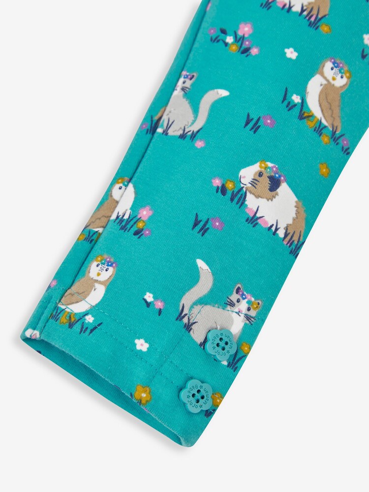 Œuf de canard vert Animal Friends & Rose - Jojo Maman Bébé Leggings pour filles 2-Pack - Image 4 of 5