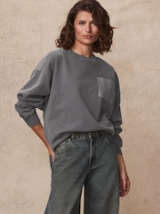 Anthrazitgrau - Sweatshirt mit Rundhalsausschnitt 100% Baumwolle - Bild 1 von 7