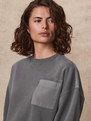 Anthrazitgrau - Sweatshirt mit Rundhalsausschnitt 100% Baumwolle - Bild 4 von 7