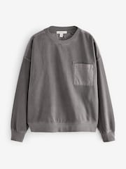 Anthrazitgrau - Sweatshirt mit Rundhalsausschnitt 100% Baumwolle - Bild 6 von 7