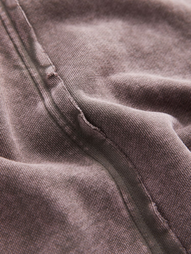 Faded Purple Washed Exposed Seam Crew Neck 100% Cotton Sweatshirt - Image 6 of 6