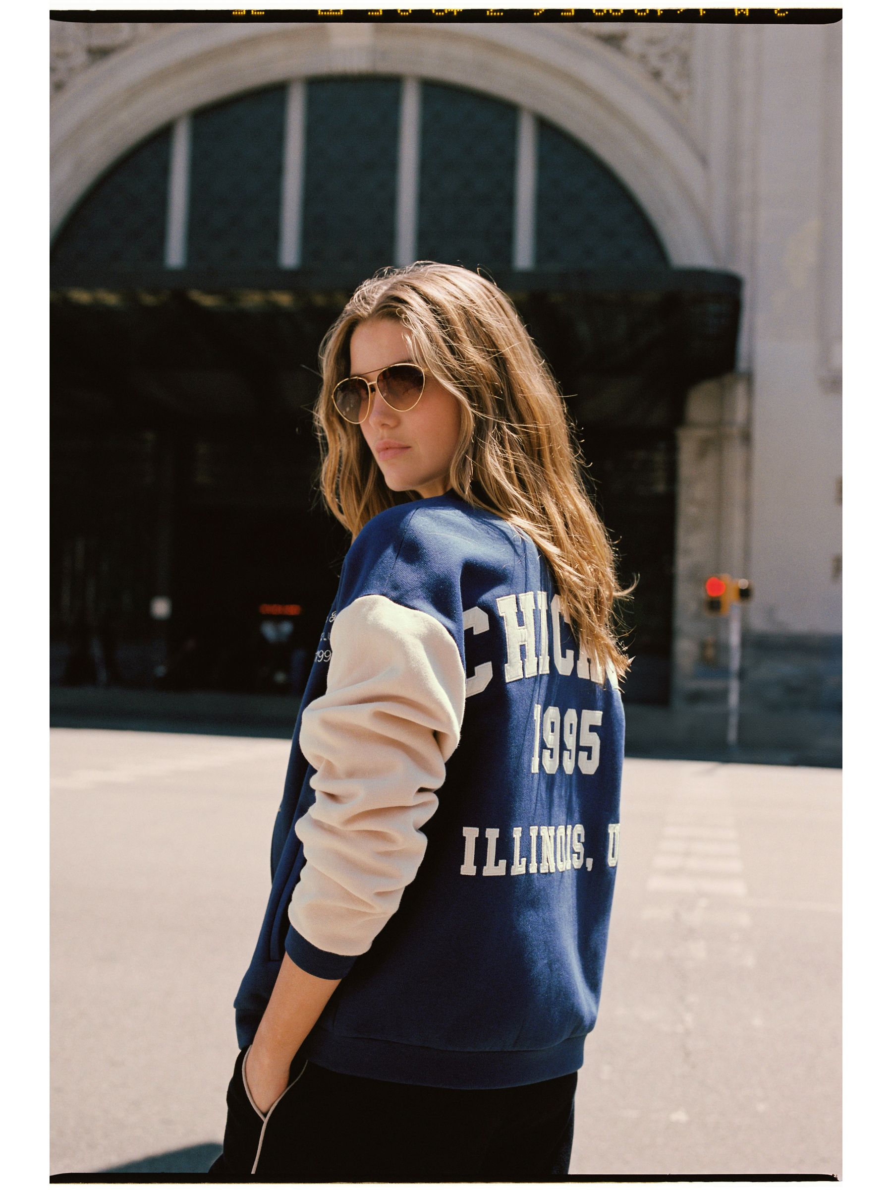 Navy baseball jacket sales