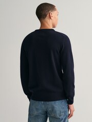 GANT Marine Blue Superfine Lambswool Crew Neck Jumper - Image 2 of 5