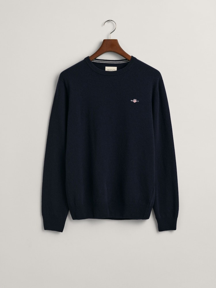 Marineblau - GANT Rundhalspullover aus superfeiner Lammwolle - Bild 5 von 5 Marineblau - GANT Rundhalspullover aus superfeiner Lammwolle - Bild 5 von 5