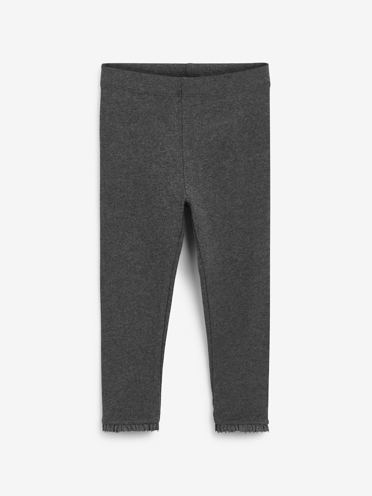 Charcoal Grey Lace Trim Leggings (3mths-7yrs) - Image 1 of 5
