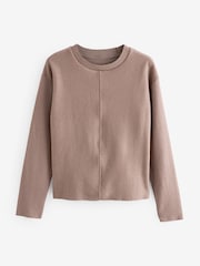 Neutral - Kuscheliger, weicher Pullover mit Rundhalsausschnitt und gerippten Nähten - Bild 6 von 7