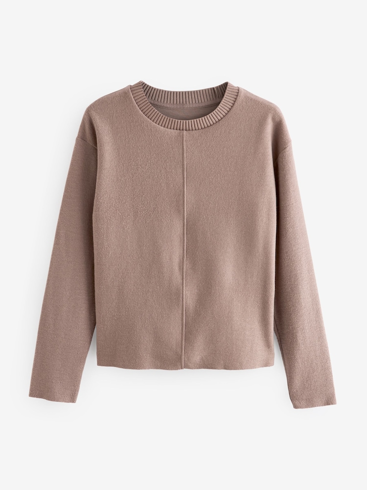 neutre - Col rond Cosy Soft Touch Rib Detail Seam Pull - Image 6 of 7