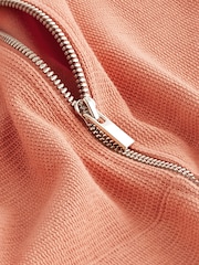 Coral Orange Lightweight Summer Zip Through 100% Cotton Hoodie - Image 6 of 6