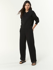 Black Slinky Smart Collared Polo Sweat Top - Image 2 of 6