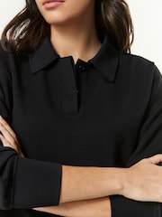 Black Slinky Smart Collared Polo Sweat Top - Image 4 of 6