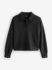 Black Slinky Smart Collared Polo Sweat Top - Image 5 of 6