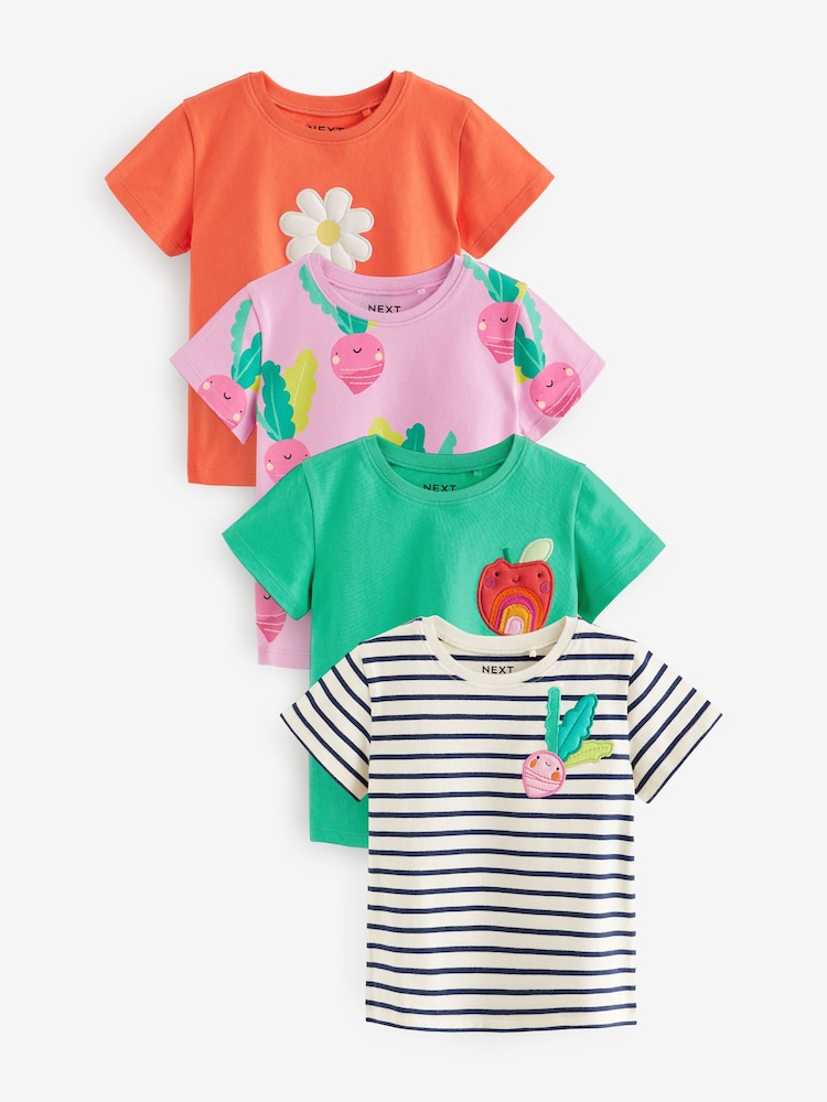 Green Veggie Short Sleeve 100% Cotton T-Shirts 4 Pack (3mths-7yrs) - Image 1 of 7