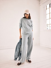 Grey Cosy Soft Touch Rib Seam Detail Crew Neck Jumper - Image 2 of 7