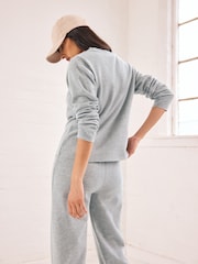 Grey Cosy Soft Touch Rib Seam Detail Crew Neck Jumper - Image 3 of 7