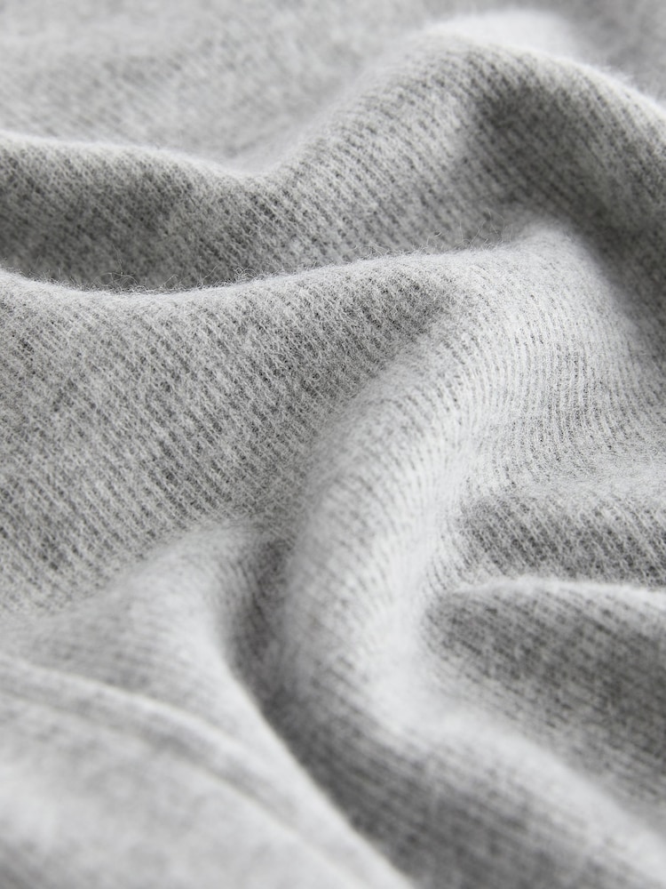 Grey Cosy Soft Touch Rib Seam Detail Crew Neck Jumper - Image 7 of 7