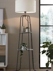 Pewter Grey Faringdon Shelved Floor Lamp - Image 1 of 6