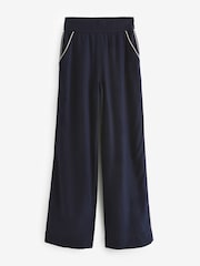 Navy Wide Leg Trousers With Linen - Image 6 of 7