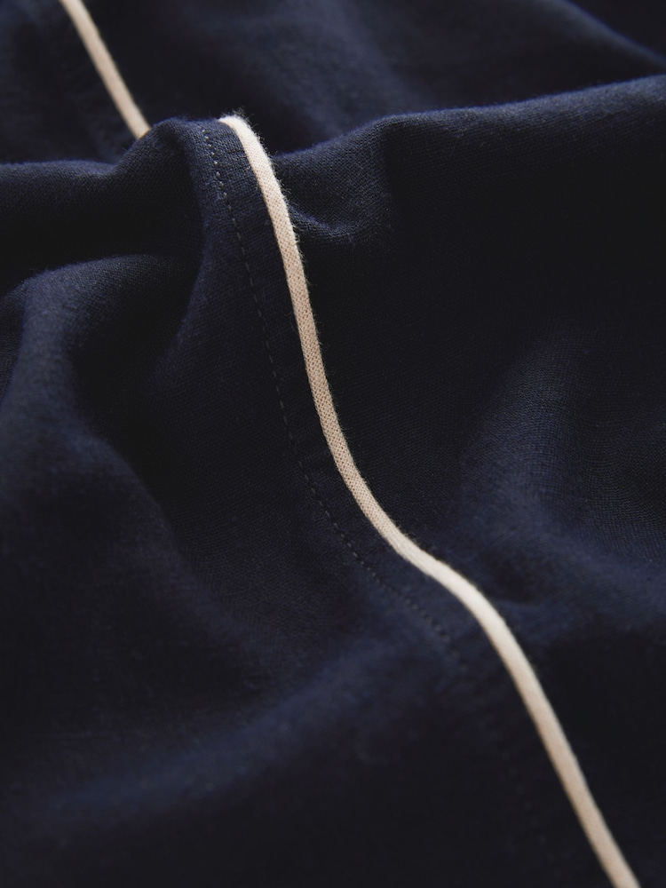 Navy Wide Leg Trousers With Linen - Image 7 of 7