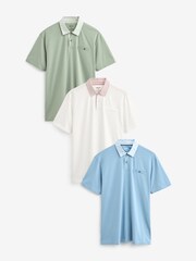 White/Blue/Green Smart Collar Regular Fit Short Sleeve Jersey Polo Shirts 3 Pack - Image 1 of 12