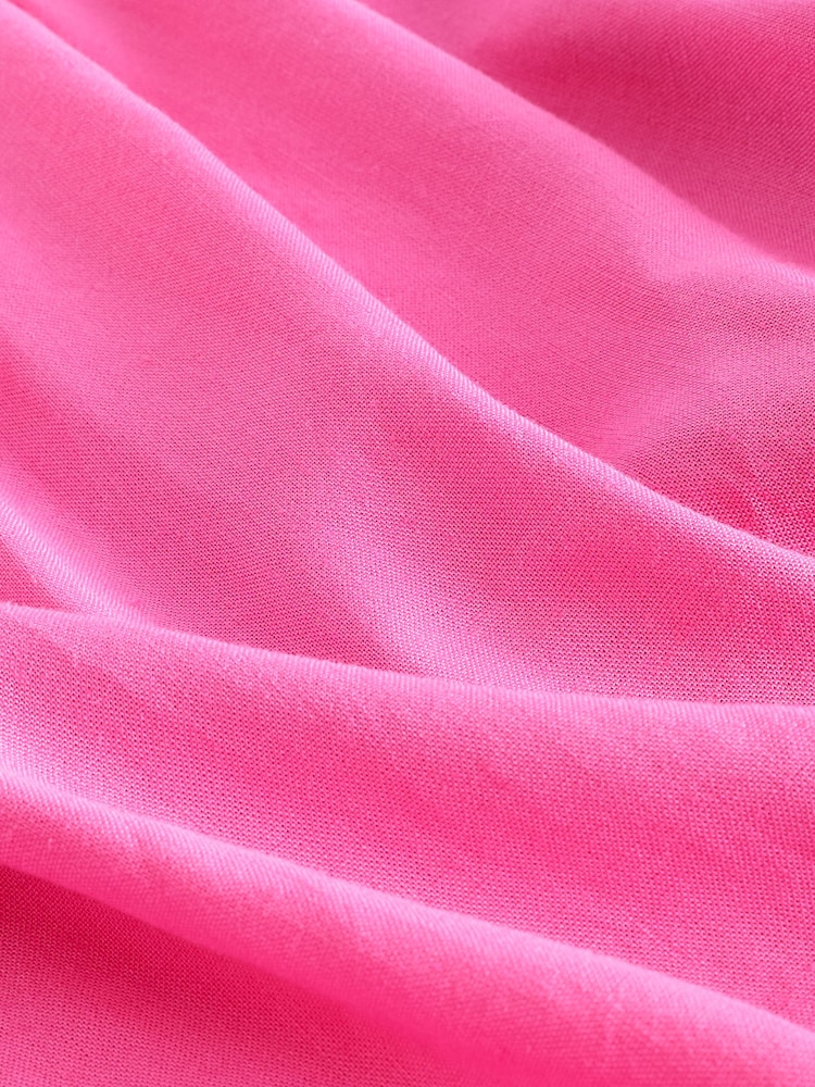Pink - Superweite Hose mit Leinenanteil und Falten - Bild 6 von 6