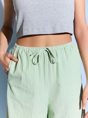Green Textured Stripe Wide Leg Trousers - Image 4 of 6
