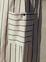 Ecru Striped Super Wide 100% Cotton Trousers - Image 4 of 5