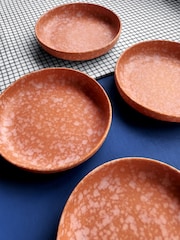 Curateology Set of 4 Terracotta LoHo Reactive Glaze Pasta Bowls - Image 2 of 5