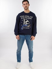 Brands In Blue Polar Express All Aboard Christmas Sweat Top - Image 2 of 5