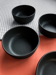 Curateology Set of 4 Charcoal LoHo Reactive Glaze Cereal Bowls - Image 5 of 5