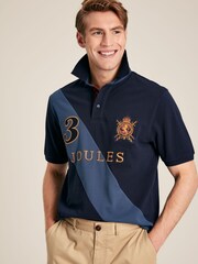 Joules Embellished Navy Blue Classic Fit Polo Shirt - Image 1 of 6