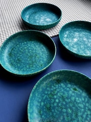 Curateology Set of 4 Forest Green LoHo Reactive Glaze Pasta Bowls - Image 2 of 5
