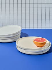 Curateology Set of 4 Ivory LoHo Reactive Glaze Dinner Plates - Image 1 of 5